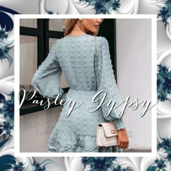 ROMANTIC BABY BLUE LACE SIMPLEE PREMIUM QUALITY BRANDED DRESS - Picture 3 of 15